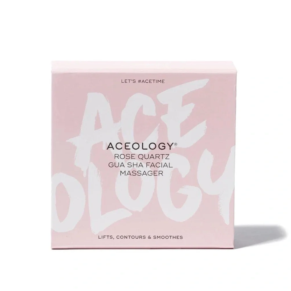 New in Box Aceology Rose Quartz Gua Sha Facial Massager